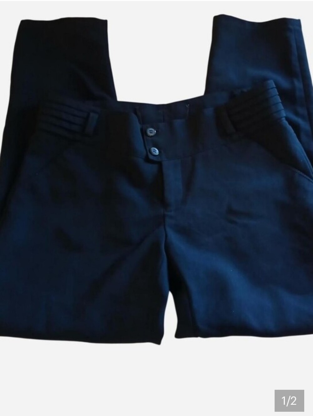 Black Slimming Fit ¾ Length Double Button Trousers